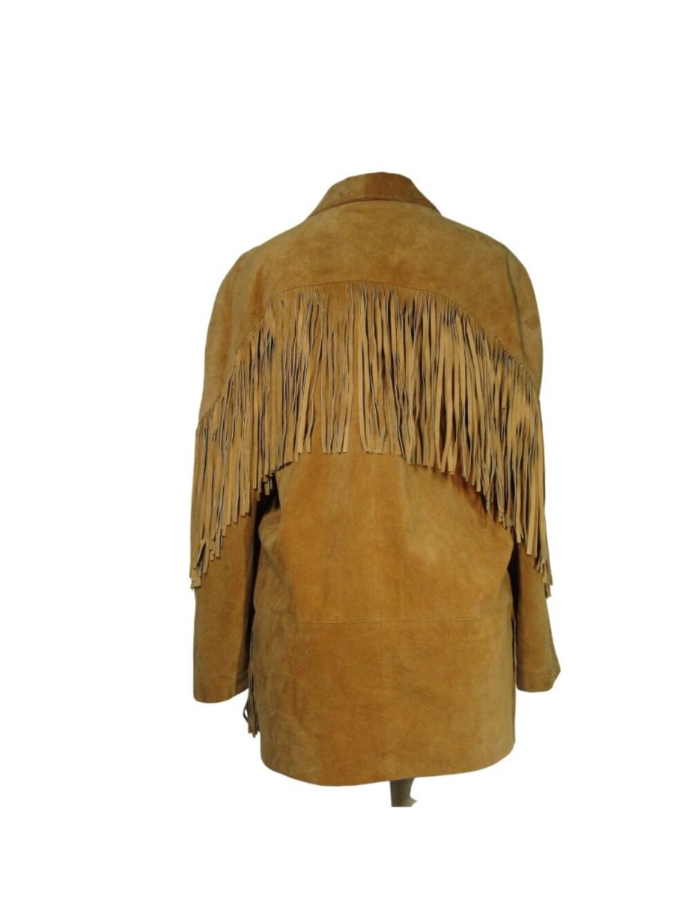 VTG Pig SUEDE Leather FRINGE 80s Caramel Brown Western Cowgirl Rodeo Jacket L - Picture 6 of 12